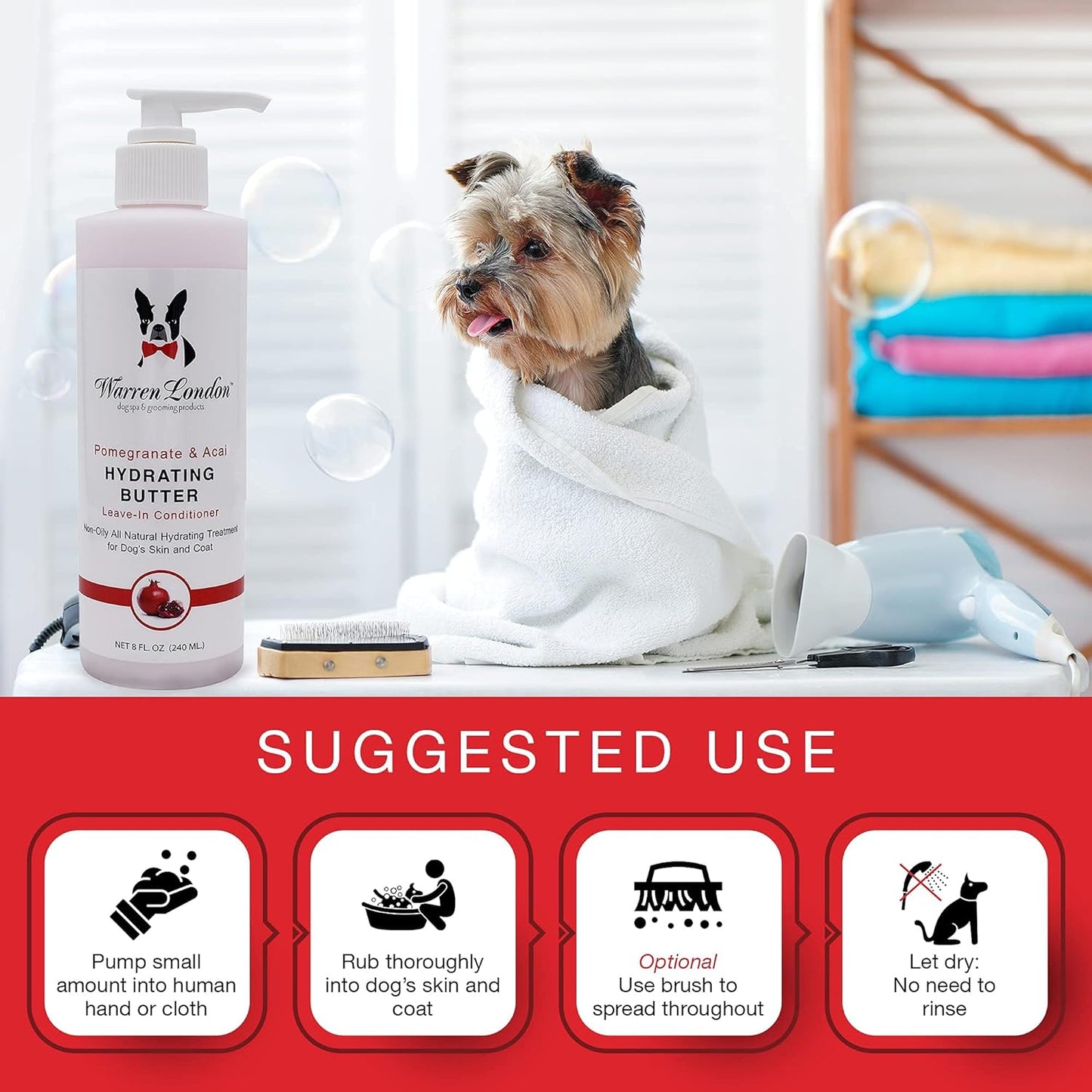 Warren London Hydrating Butter for Dogs, Pomegranate and Acai, 8 Oz
