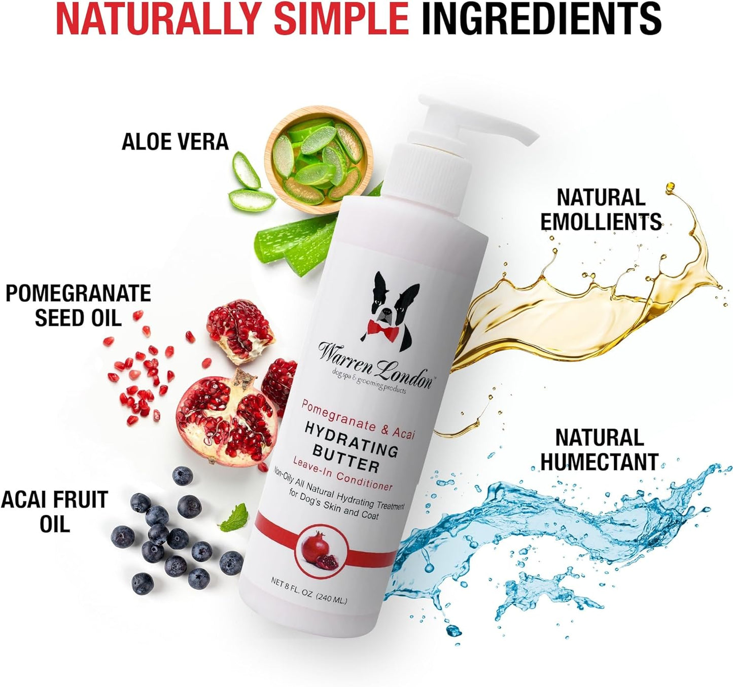 Warren London Hydrating Butter for Dogs, Pomegranate and Acai, 8 Oz