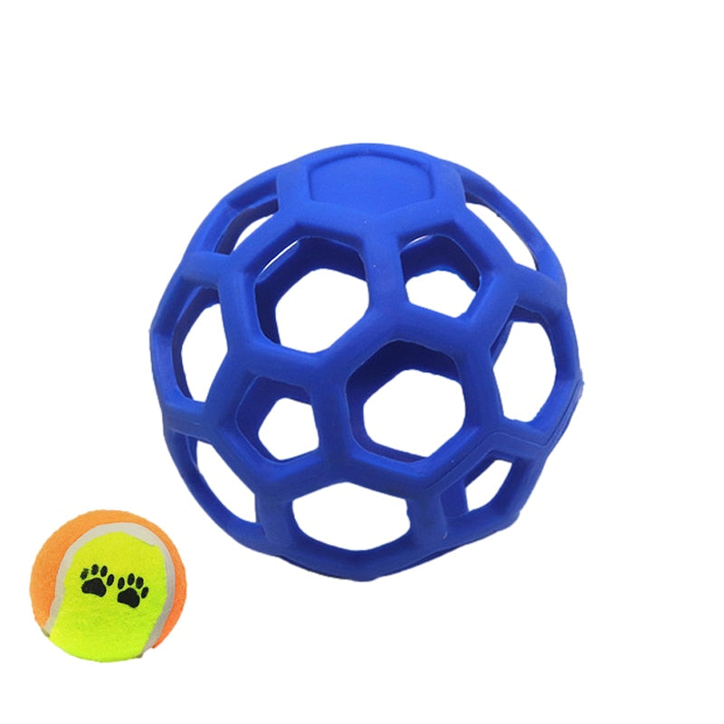 Pet Dog Toy Rubber Interactive Dog Toys Ball for Dogs Chew Toy Hollow Ball Bell Puppy Outdoor Training Game Playing Supplies