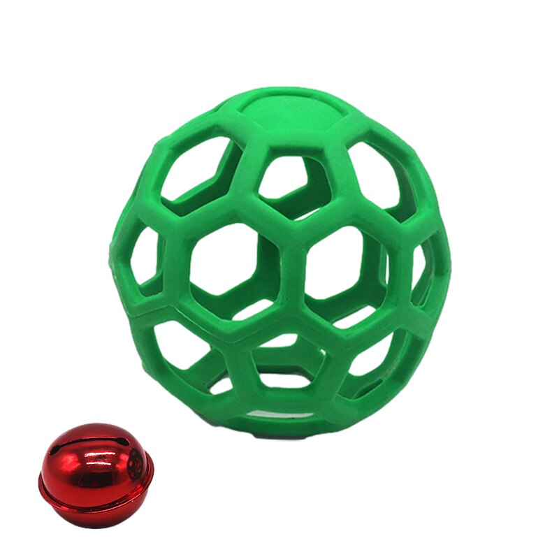 Pet Dog Toy Rubber Interactive Dog Toys Ball for Dogs Chew Toy Hollow Ball Bell Puppy Outdoor Training Game Playing Supplies