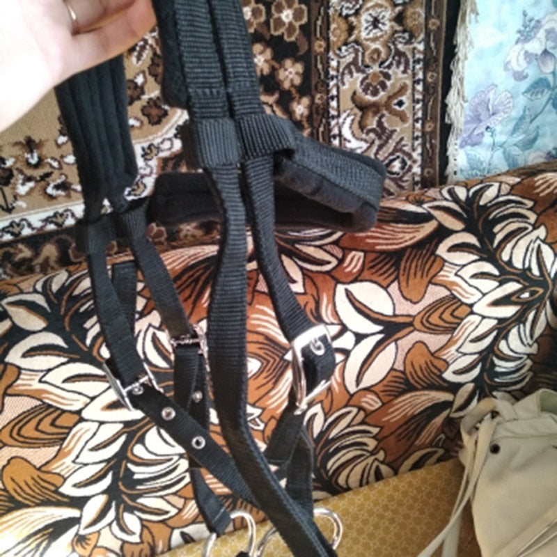 Adjustable Horse Riding Equipment Halter Horse Bridle with Bit and Rein Belt for Horse Equestrian Accessories Soft Thicken Large