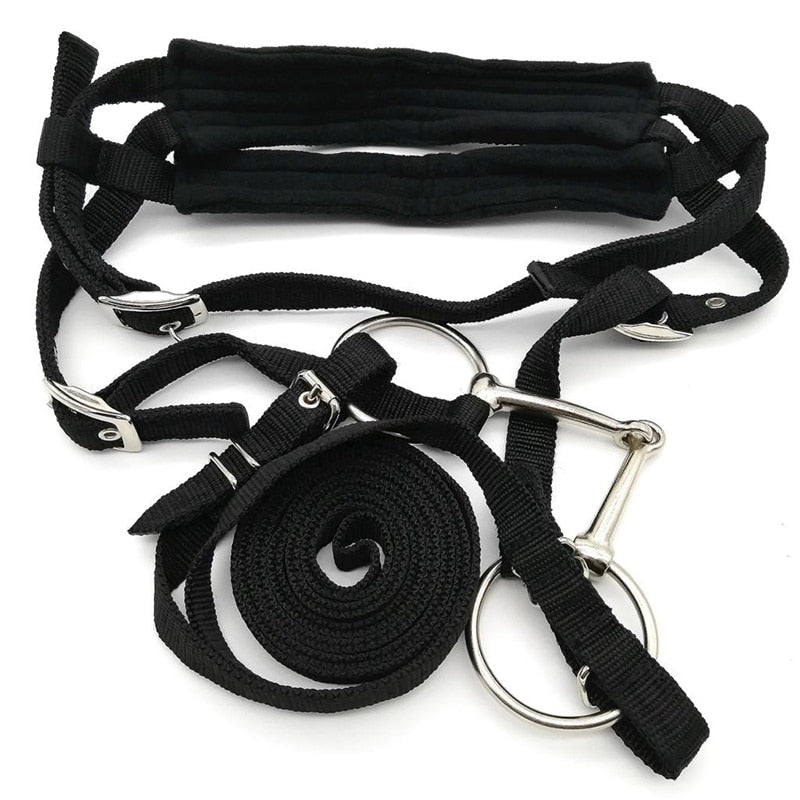Adjustable Horse Riding Equipment Halter Horse Bridle with Bit and Rein Belt for Horse Equestrian Accessories Soft Thicken Large
