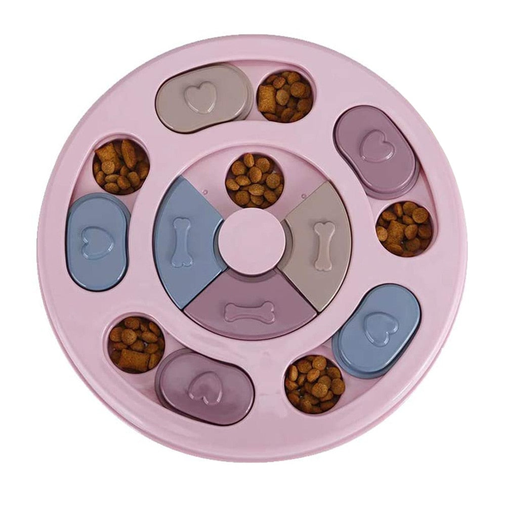 Dog Puzzle Toys Slow Feeder Increase IQ Interactive Turntable Toy Food Dispenser Slowly Eating Bowl Pet Cat Dogs Training Game