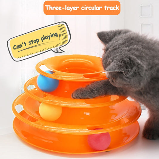3 Levels Cats Toy Tower Tracks Cat Toys Interactive Cat Intelligence Training Amusement Plate Tower Pet Products Cat Tunnel