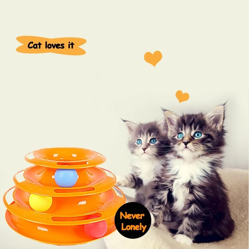 3 Levels Cats Toy Tower Tracks Cat Toys Interactive Cat Intelligence Training Amusement Plate Tower Pet Products Cat Tunnel