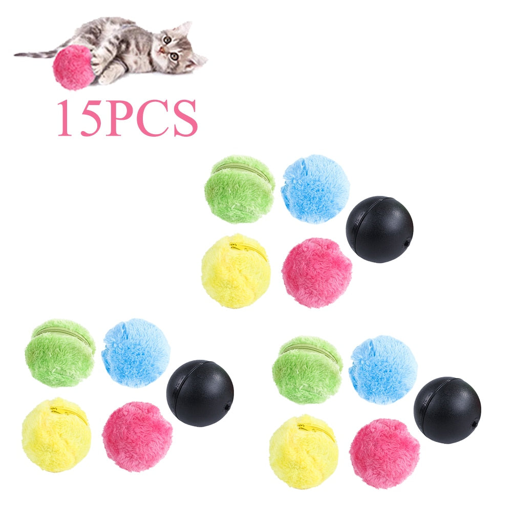 5-15pcs Battery Powered Pet Electric Magic Roller Toy Ball Automatic Dog Cat Interactive Funny Floor Clean Products Fun toys