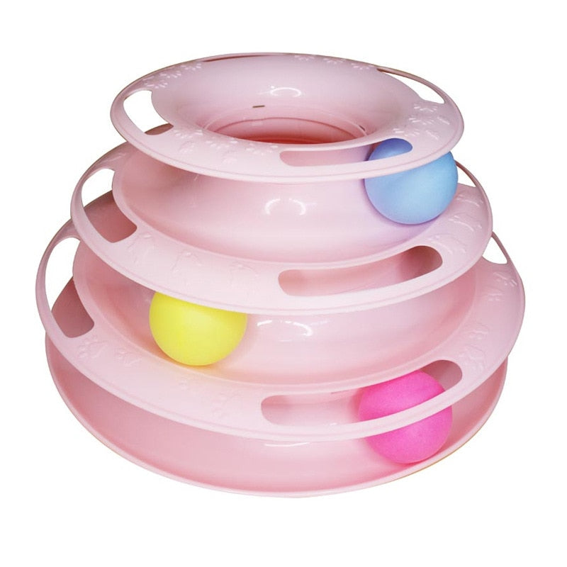 3 Levels Cats Toy Tower Tracks Cat Toys Interactive Cat Intelligence Training Amusement Plate Tower Pet Products Cat Tunnel