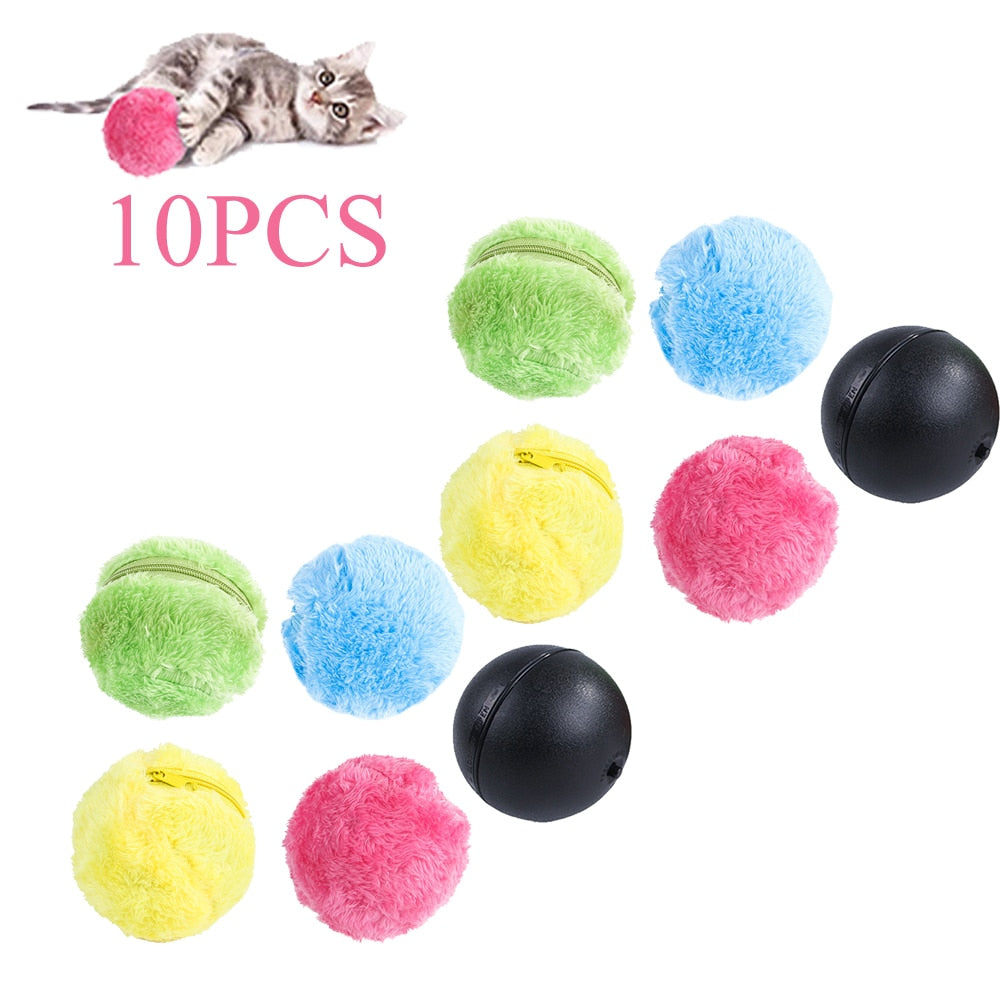 5-15pcs Battery Powered Pet Electric Magic Roller Toy Ball Automatic Dog Cat Interactive Funny Floor Clean Products Fun toys