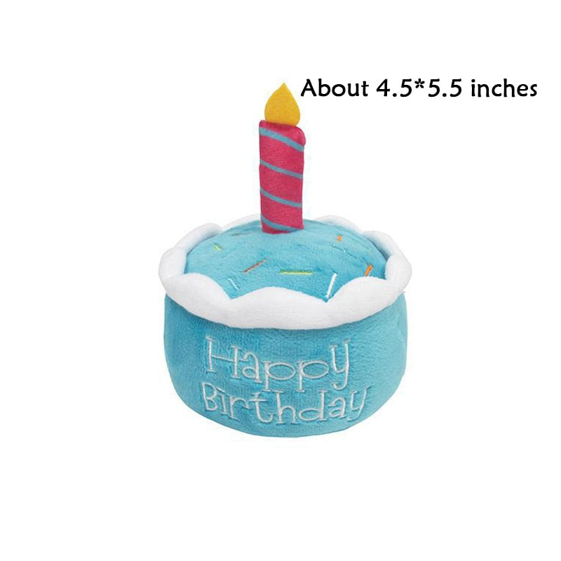 Pet Dog Toy Cute Birthday Cake Squeaky Toys Bite Resistant Bone Shape Stuffed Toy Cat Puppy Chew Toy Interactive Dog Accessories