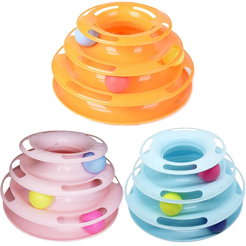 3 Levels Cats Toy Tower Tracks Cat Toys Interactive Cat Intelligence Training Amusement Plate Tower Pet Products Cat Tunnel