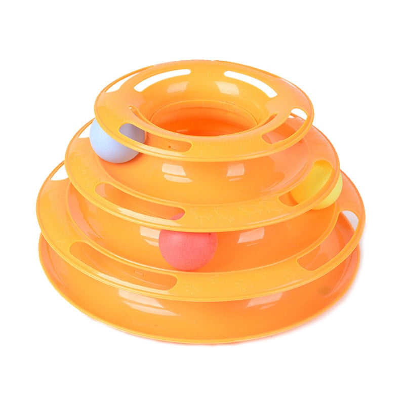 3 Levels Cats Toy Tower Tracks Cat Toys Interactive Cat Intelligence Training Amusement Plate Tower Pet Products Cat Tunnel