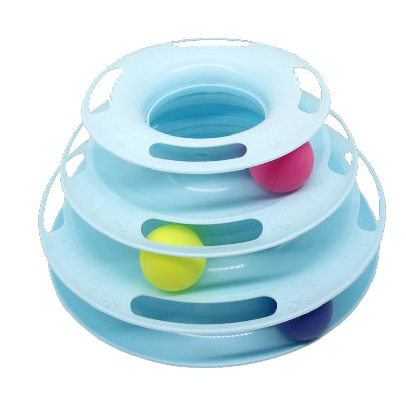 3 Levels Cats Toy Tower Tracks Cat Toys Interactive Cat Intelligence Training Amusement Plate Tower Pet Products Cat Tunnel