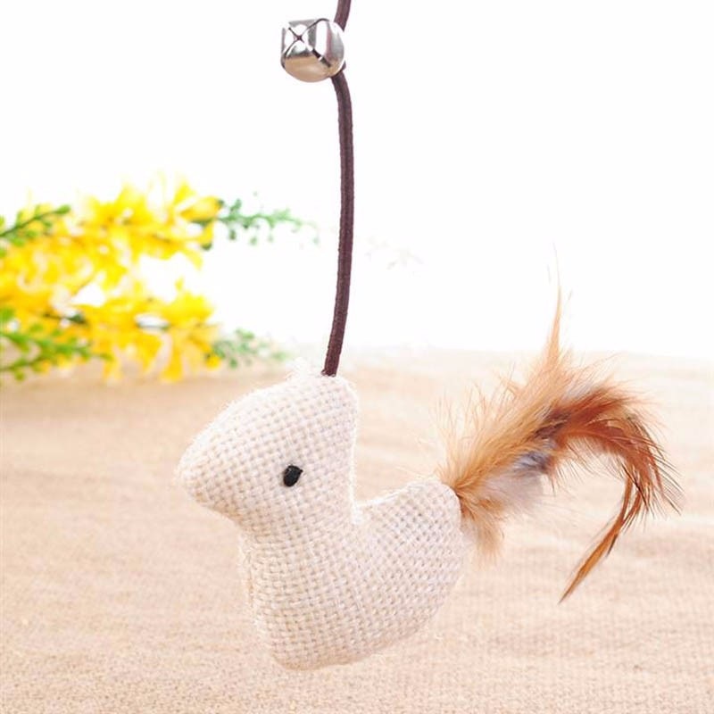 Interactive Cat Toy Funny Simulation Feather Bird with Bell Cat Stick Toy for Kitten Playing Teaser Wand Toy Cat Supplies