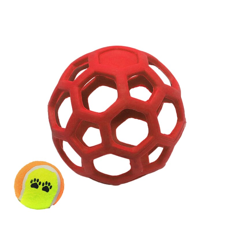 Pet Dog Toy Rubber Interactive Dog Toys Ball for Dogs Chew Toy Hollow Ball Bell Puppy Outdoor Training Game Playing Supplies