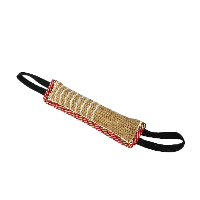 Durable Dog Training Tug Toy Bite Pillow Jute Bite Toy Sleeve with 2Rope Handles Large Dog Training Interactive Play Chewing Toy