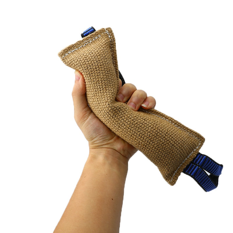Durable Dog Training Tug Toy Bite Pillow Jute Bite Toy Sleeve with 2Rope Handles Large Dog Training Interactive Play Chewing Toy