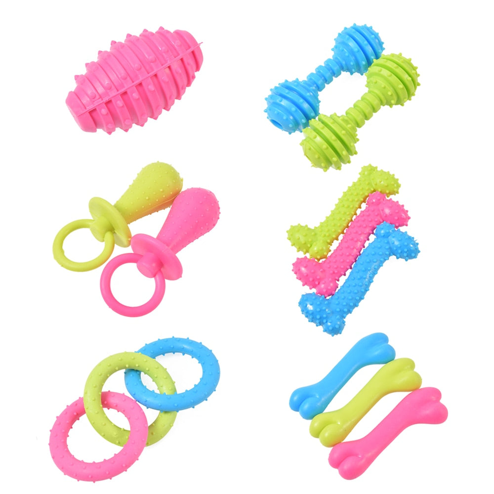1PC Pet Toys for Small Dogs Rubber Resistance To Bite Dog Toy Teeth Cleaning Chew Training Toys Pet Supplies Random Color